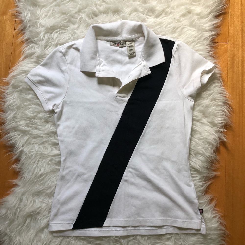White Polo with Black Stripe